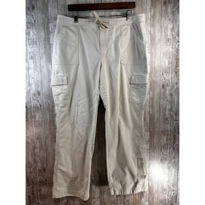 L.L‎ Bean Favorite Fit Pant Womens 18 Khaki Tan Hiking Roll Tab Utility Cargo
